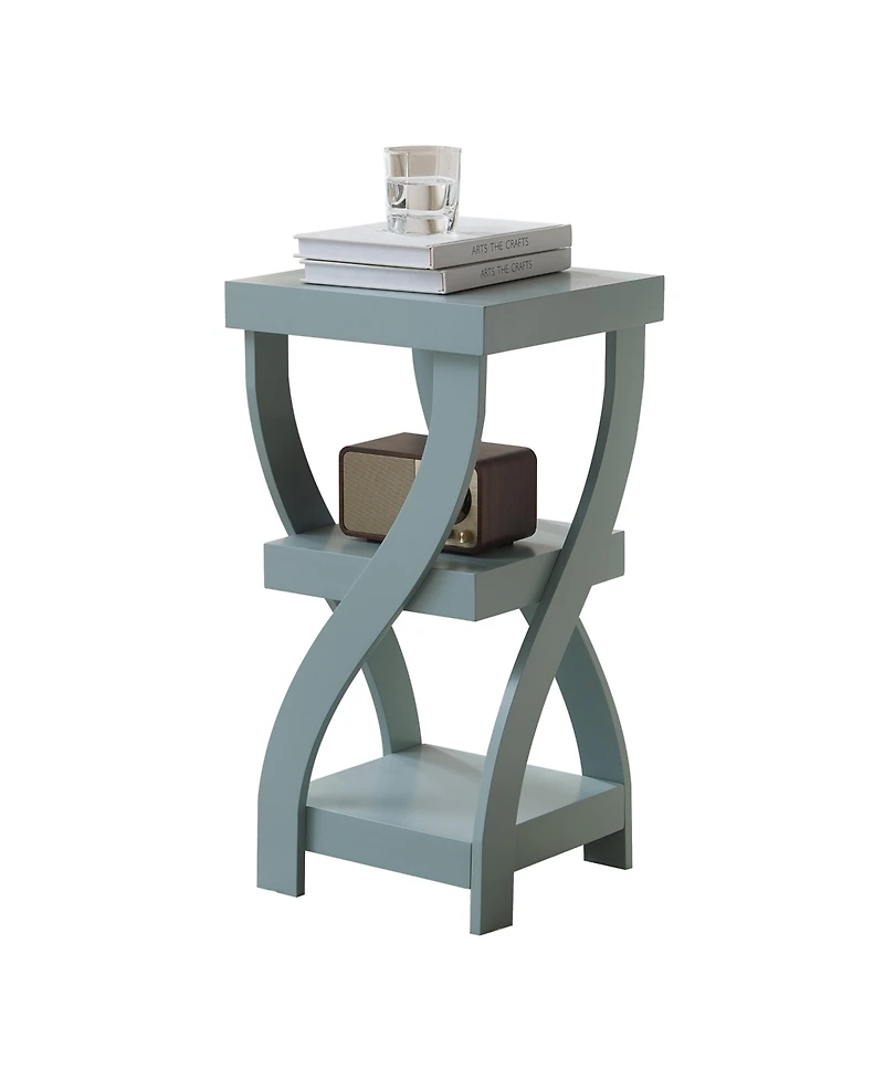 Kings Brand Furniture 3 Tier End Table - Square for Bedroom with Shelves Bedside Nightstand