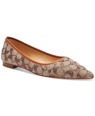 Coach Women's Daphne Crystal Signature Pointed-Toe Flats