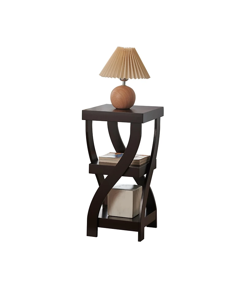 Kings Brand Furniture 3 Tier End Table - Square for Bedroom with Shelves Bedside Nightstand