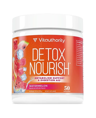 Detox Nourish Powder, Metabolism Support & Anti-Bloat Digestive Aid, Watermelon, Vitauthority, 310gm