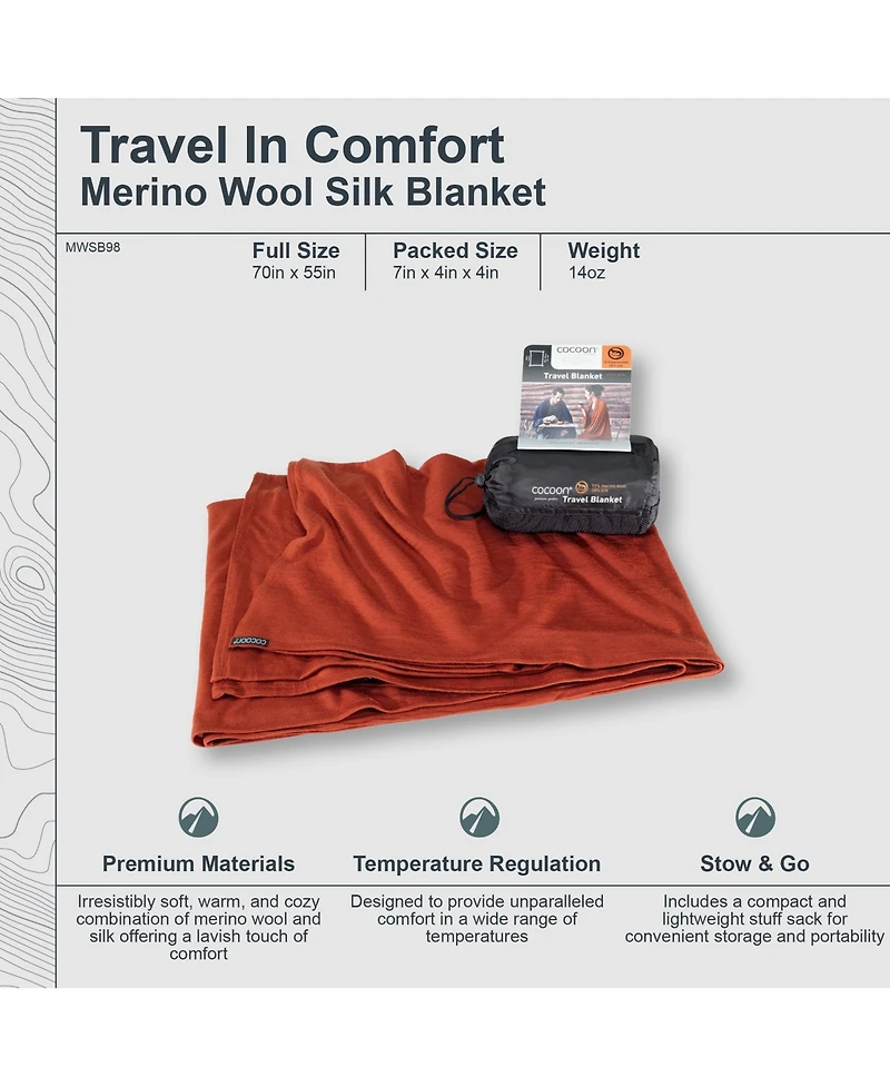 Cocoon - Premium Travel Blanket Merino Wool / Silk