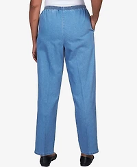 Alfred Dunner Petite Elastic Waist Average Length Denim Pants