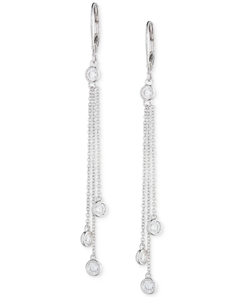 Lauren Ralph Lauren Sterling Silver Cubic Zirconia & Chain Fringe Linear Drop Earrings