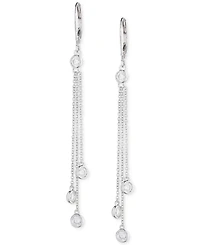 Lauren Ralph Lauren Sterling Silver Cubic Zirconia & Chain Fringe Linear Drop Earrings