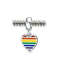 Bling Jewelry Inspirational Heart Rainbow Symbol Dangle Charm Bead Sterling Silver Fits European Bracelet