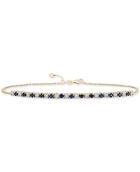 Lab Grown Sapphire (3/4 ct. t.w.) & Diamond (1/20 ct. t.w.) Bolo Bracelet in 14k Gold-Plated Sterling Silver