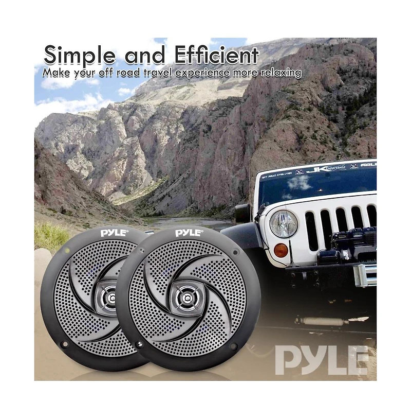 Pyle 5.25" Low-Profile Marine Speakers, Waterproof, 180 Watt