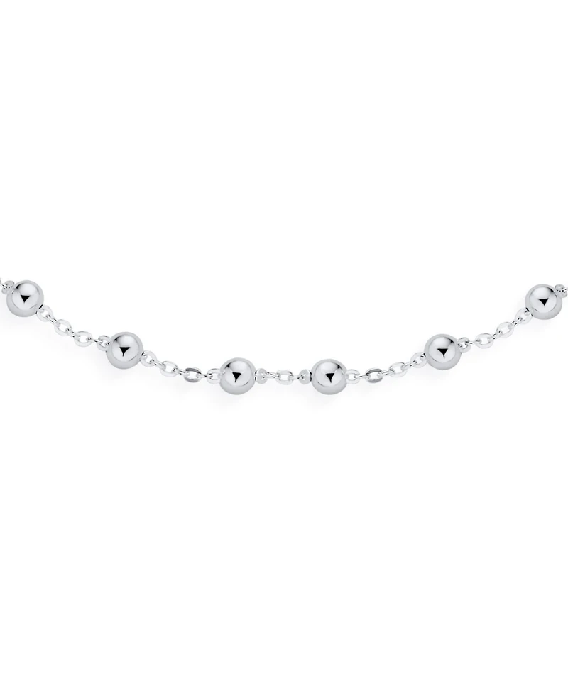 Bling Jewelry Delicate Sturdy Petite 3MM Round Ball Bead Station Chain Anklet Hot Wife Ankle Bracelet .925 Sterling Silver Made In Italy