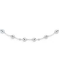 Bling Jewelry Delicate Sturdy Petite 3MM Round Ball Bead Station Chain Anklet Hot Wife Ankle Bracelet .925 Sterling Silver Made In Italy