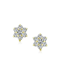 Bling Jewelry Tiny Cubic Zirconia Cz Flower Stud Earrings 14K Real Gold Screw back