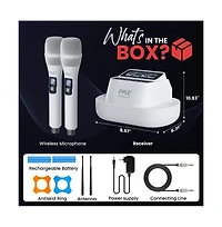 Pyle Uhf Wireless Microphone System, 2 Usb Rechargeable Handheld Mics, Fixed Frequency