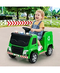 Gymax 12V Recycling Garbage Truck Electric Ride On Toy Remote w/Recycling Accessories Yellow