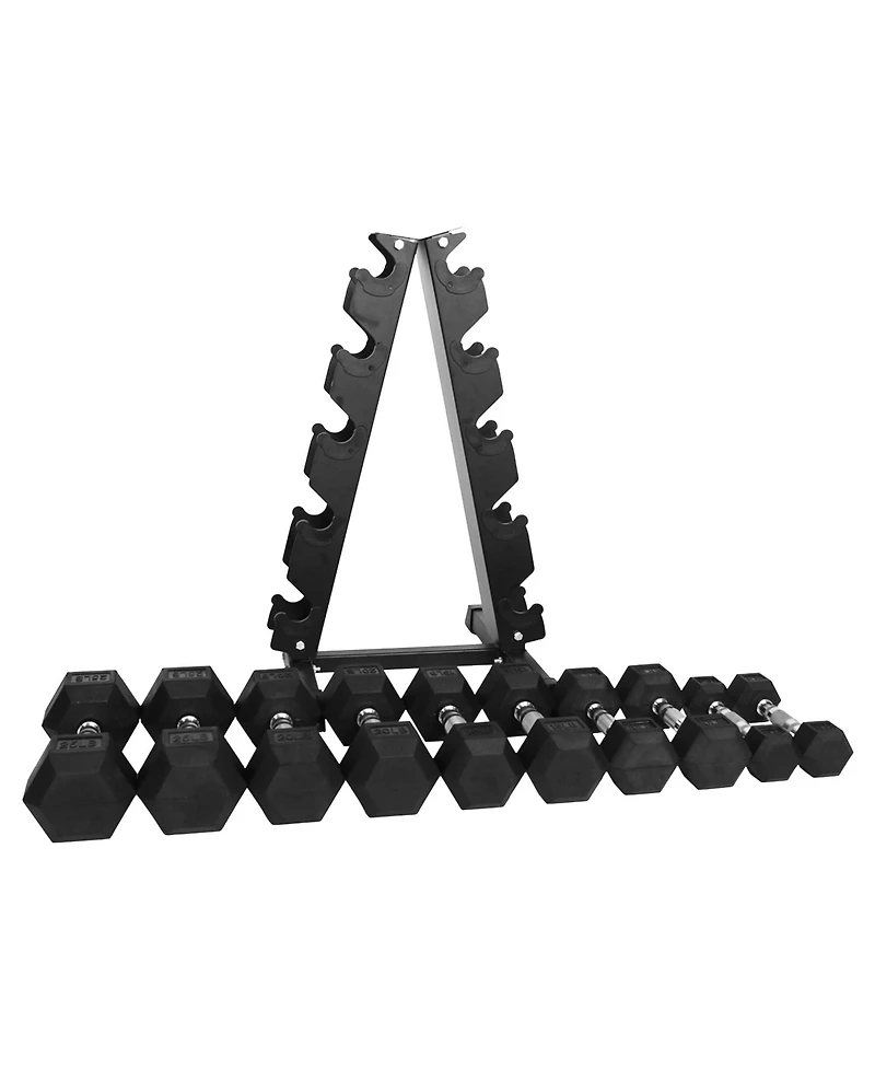 BalanceFrom Fitness BalanceFrom Signature Alloy Steel 150 lb Rubber Encased Hex Dumbbell Set, Black