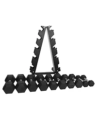 BalanceFrom Fitness BalanceFrom Signature Alloy Steel 150 lb Rubber Encased Hex Dumbbell Set, Black