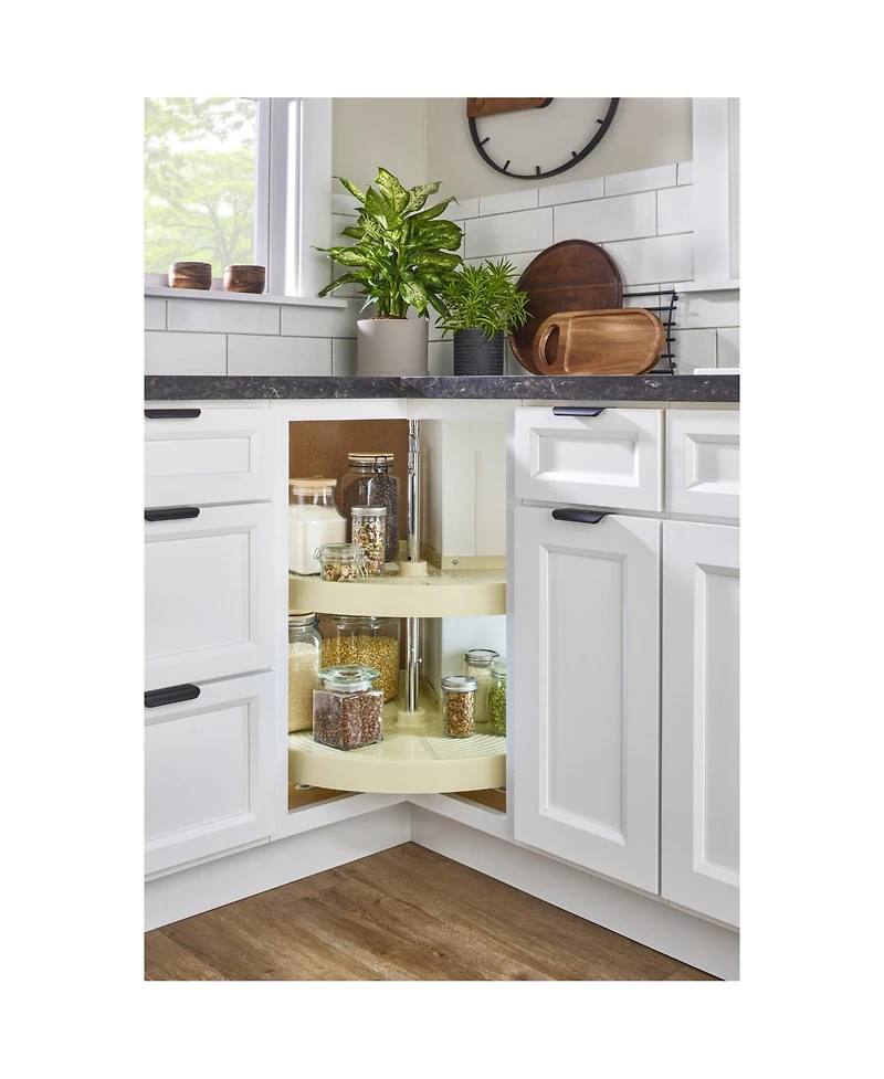 Rev-a-Shelf 24'' Lazy Susan Pie-Cut Polymer Two-Shelf, Almond, Ld-2942-24-15-1