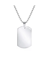 Bling Jewelry X-Large Plain Id Military Army Dog Tag Pendant Necklace Stainless Steel 24 Inch Ball Chain