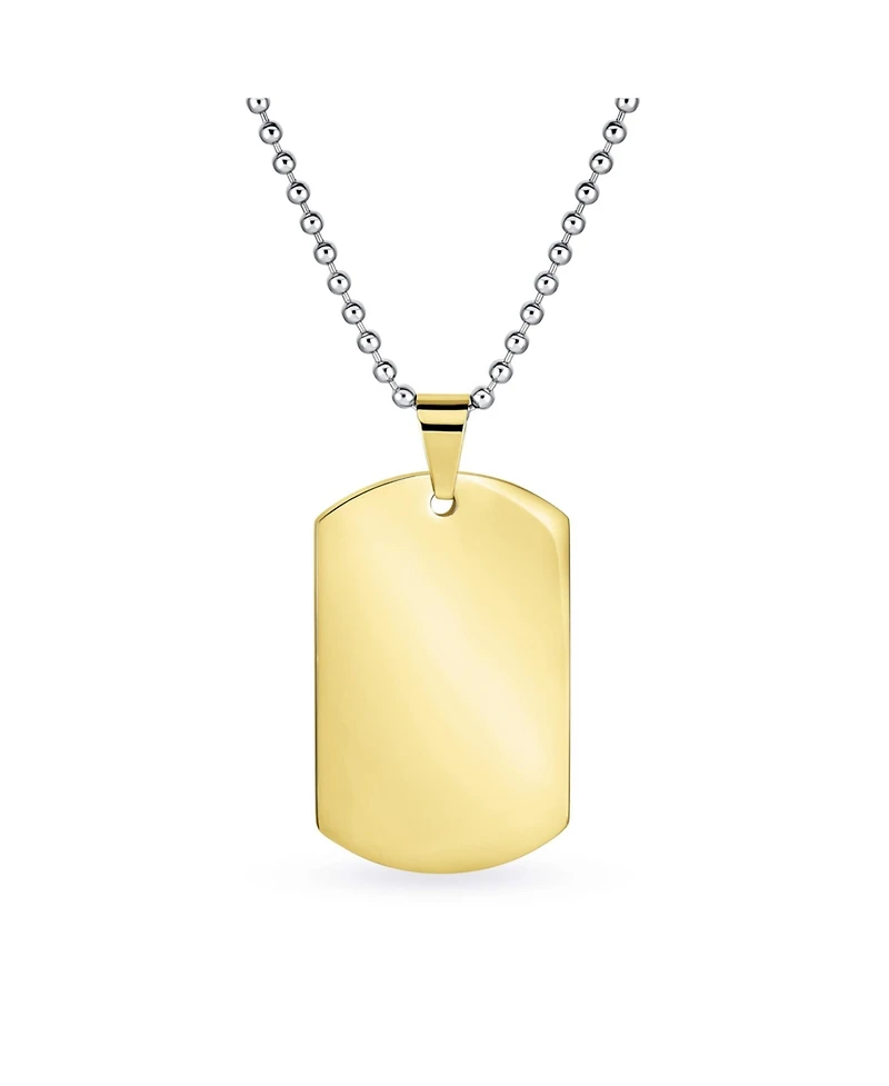 Bling Jewelry X-Large Plain Id Military Army Dog Tag Pendant Necklace Stainless Steel 24 Inch Ball Chain