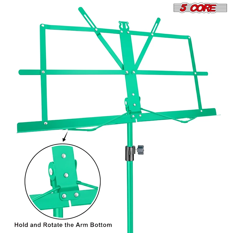 5 Core Music Stand Adjustable Desktop Book Stands Portable Sheet Holder All Metal Foldable Bookstand