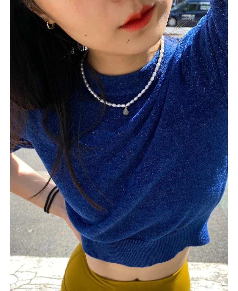 Belle — Pearl and green jade choker