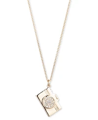 Emily in Paris Gold-plated Pave Camera Pendant Necklace, 16" + 3" extender