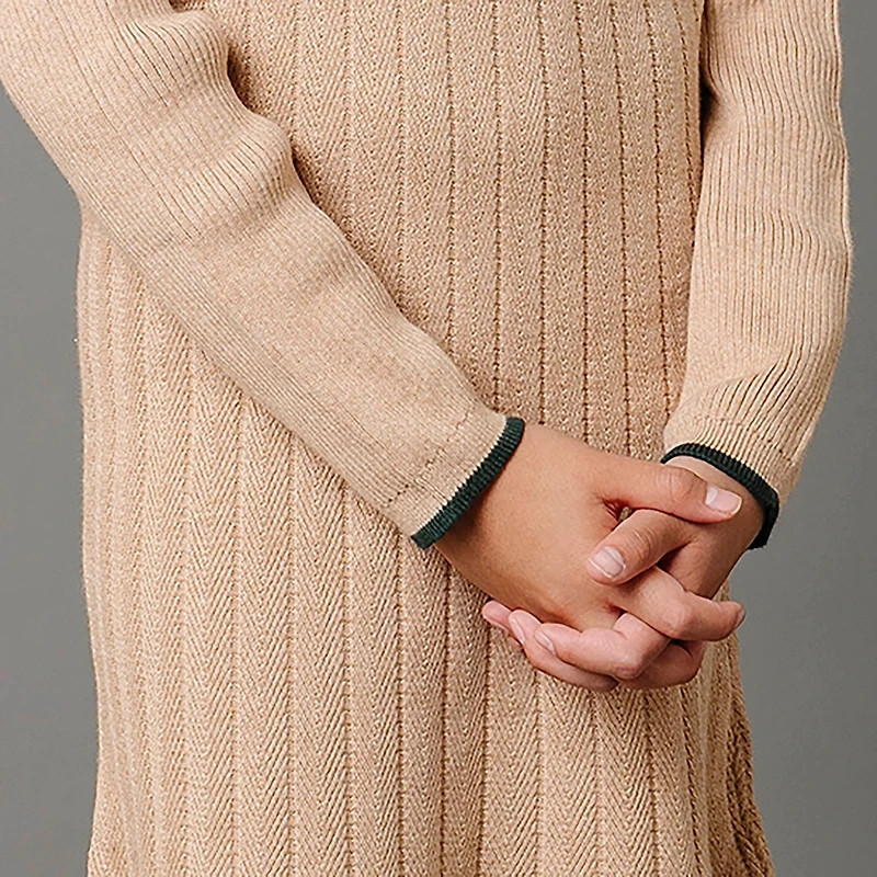 Hope & Henry Toddler Girls Organic Long Sleeve Mock Neck Flounce Sweater Dress