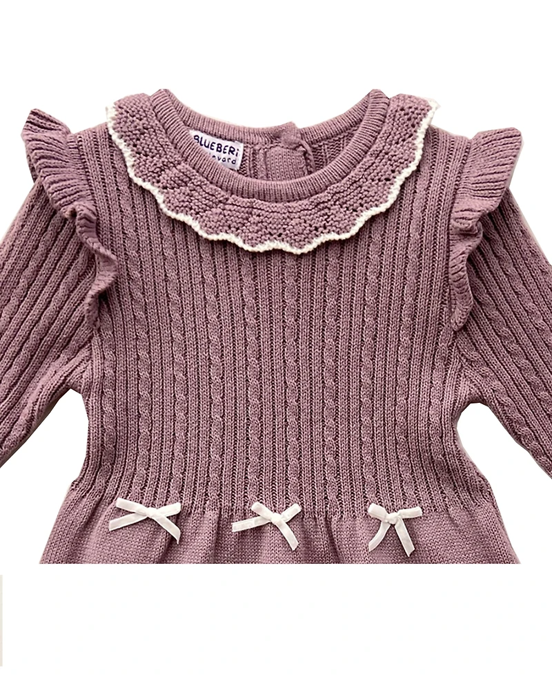 Blueberi Boulevard Infant and Toddler Crochet Trim Flutter Sleeve Sweater Dress