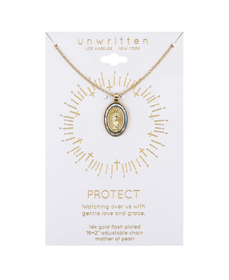 Unwritten Light Blue Enamel Saint Pendant Necklace