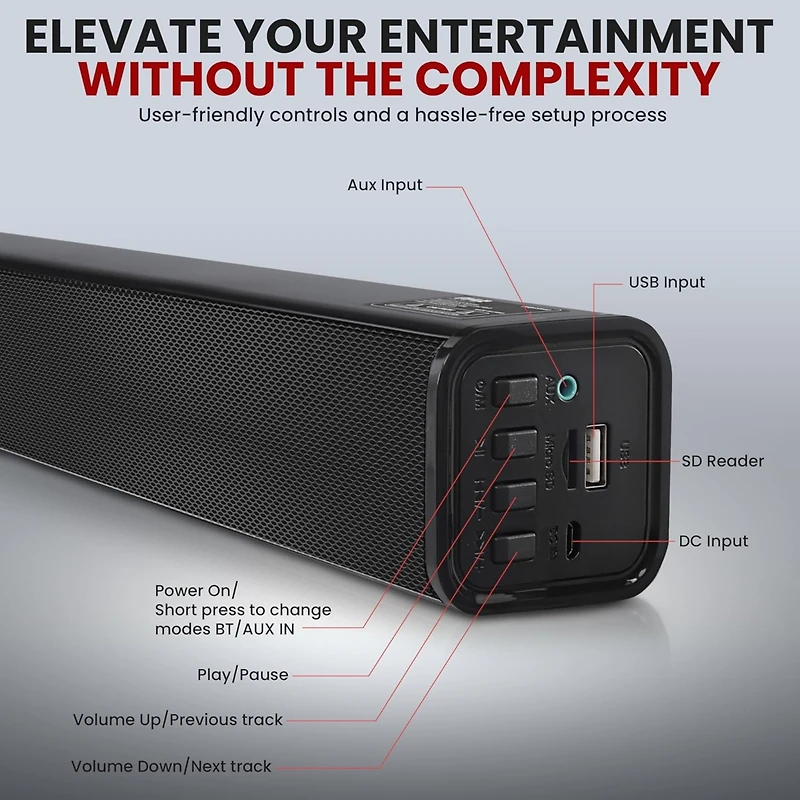 Pyle Home Theater Wireless Bluetooth Streaming Soundbar