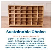 ECR4Kids 30 Cubby Mobile Tray Storage Cabinet, 5x6, Natural, 1