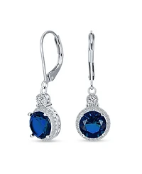 Bling Jewelry 3.5CT Round Solitaire Cubic Zirconia Halo Lever back Dangle Drop Earrings Silver Plated