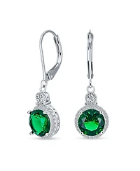Bling Jewelry 3.5CT Round Solitaire Cubic Zirconia Halo Lever back Dangle Drop Earrings Silver Plated
