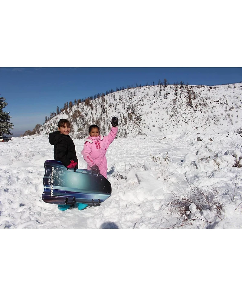 Slippery Racer Downhill Falcon Kids Foam Toboggan Snow Sled, Midnight (2 Pack