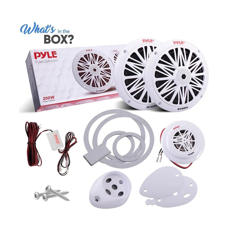 Pyle 6.5" Marine Component Speakers, 2-Way, Waterproof, 200 Watt, White
