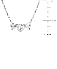 Moissanite Triple Heart 17" Pendant Necklace (2 ct. t.w.) in Sterling Silver