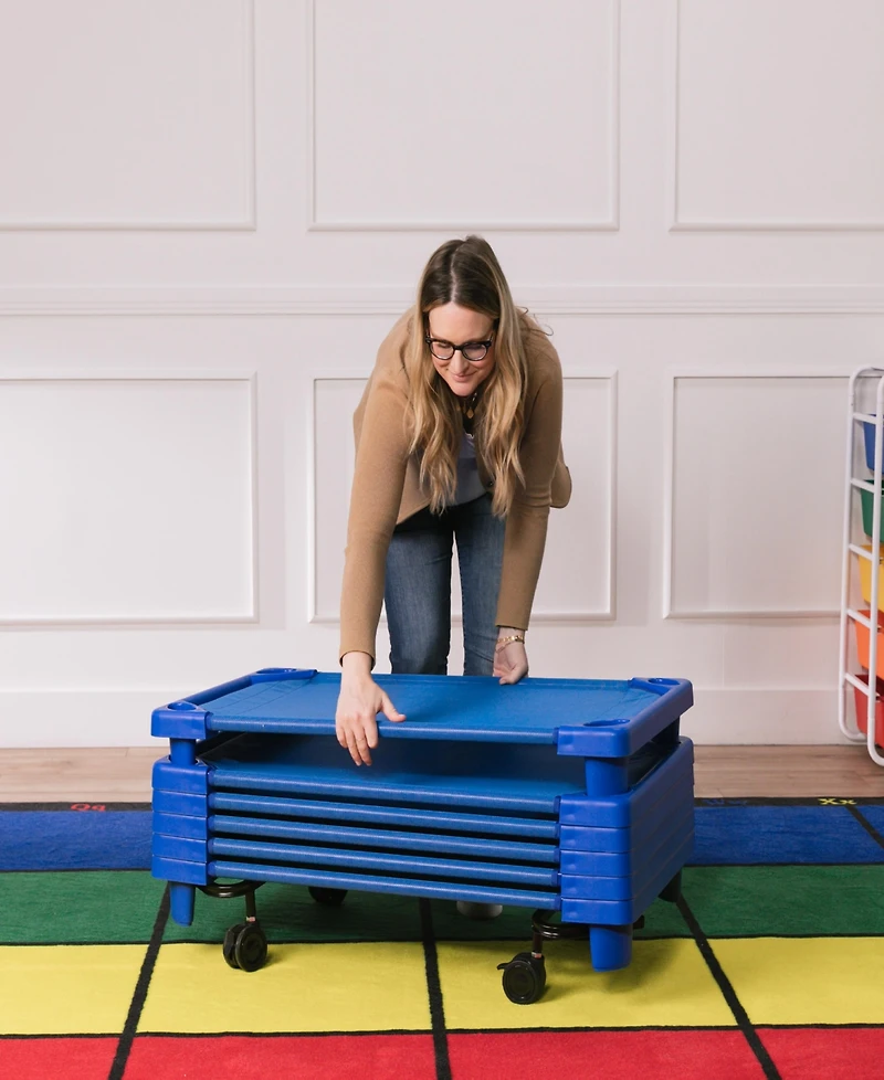 ECR4Kids Toddler Streamline Cot Size, Blue, 6-Pack