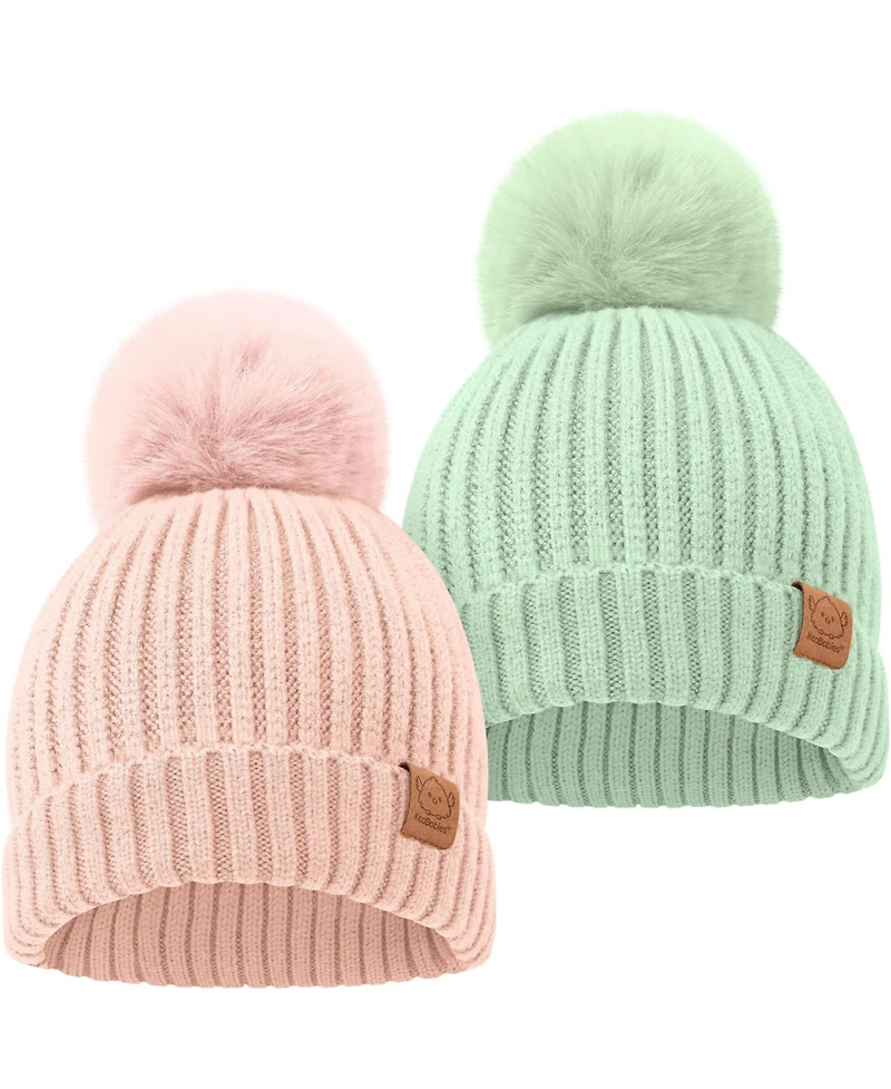 KeaBabies 2pk Baby Hats, Beanies, Newborn Hats for Girls, Boys, Winter Hat, 0-6 Months Infant Hat