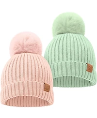 KeaBabies 2pk Baby Hats, Beanies, Newborn Hats for Girls, Boys, Winter Hat, 0-6 Months Infant Hat