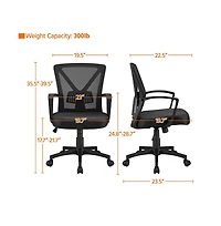 Yaheetech Mesh Office Chair Mid Back Desk Chair Adjustable Swivel Chair