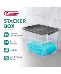 Sterilite 108 Qt. Clear Stacker Storage Container Tote w/ Latching Lid, (4 Pack)