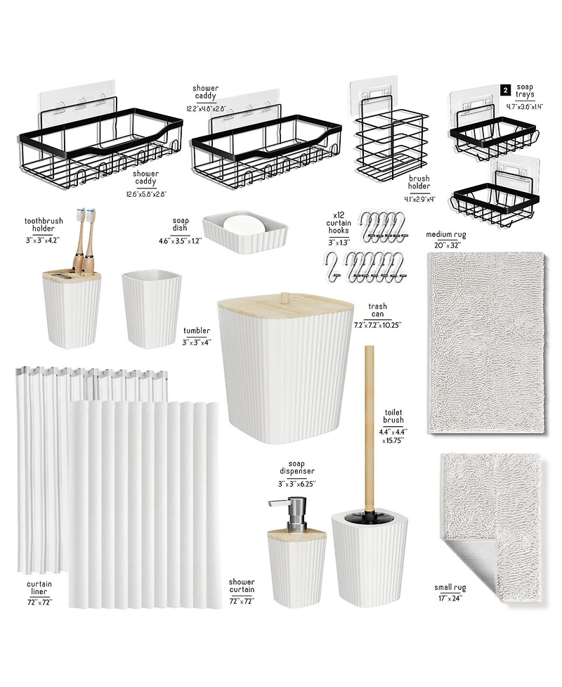 Clara Clark 27 Piece Complete Bathroom, Vanity & Shower Accessories Set - Grey