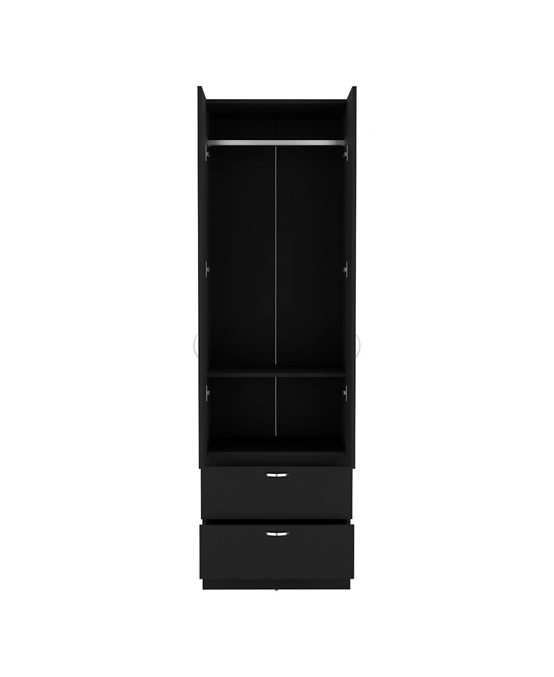 Vicco Armoire Wardrove 76" H, Hanging Rod, 2 Drawers, 1 Shelf