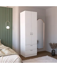 Vicco Armoire Wardrove 76" H, Hanging Rod, 2 Drawers, 1 Shelf