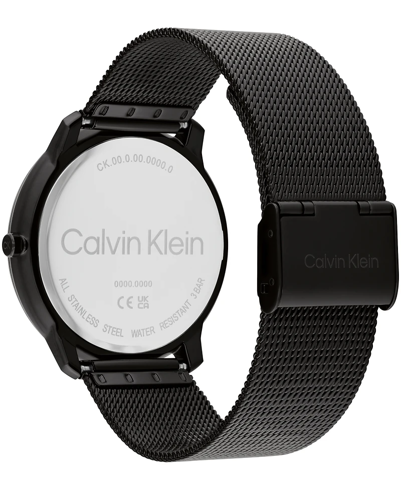 Calvin Klein Unisex Iconic Ionic Plated Black Stainless Steel Mesh Bracelet Watch 40mm