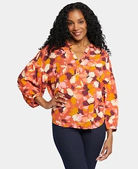 Nydj Women's Paulina Peasant Split Neck Top