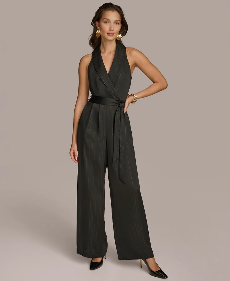 Donna Karan New York Women's Shawl-Collar Tie-Waist Jumpsuit