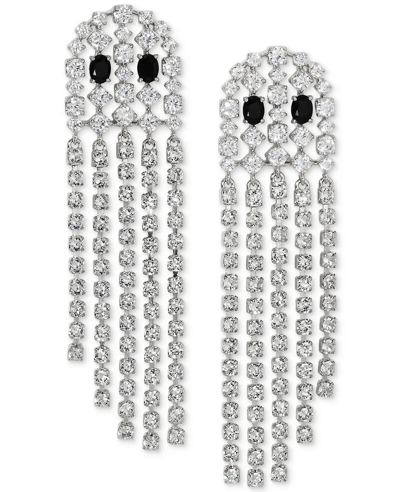 Ajoa by Nadri Rhodium-Plated Pave Ghost Fringe Drop Earrings