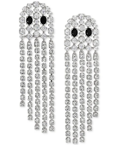 Ajoa by Nadri Rhodium-Plated Pave Ghost Fringe Drop Earrings