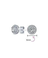 Bling Jewelry Pink Blue Green Purple 1CT Cubic Zirconia Round Circle Halo Solitaire Stud Earrings Rose Gold .925 Sterling Silver