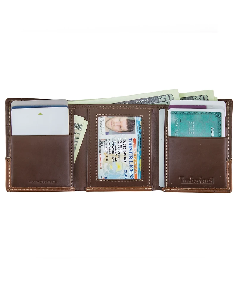 Timberland Men's Two-Tone Trifold Leather Wallet