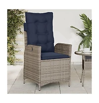 vidaXL Reclining Patio Chair with Cushions Gray Poly Rattan